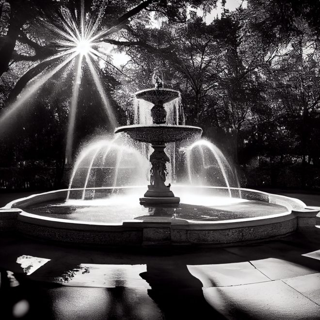 Outdoors at night famous monument illuminated in black and white generated by artificial intelligence